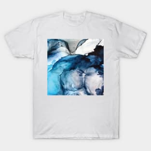 White Sand Blue Sea - alcohol ink painting T-Shirt